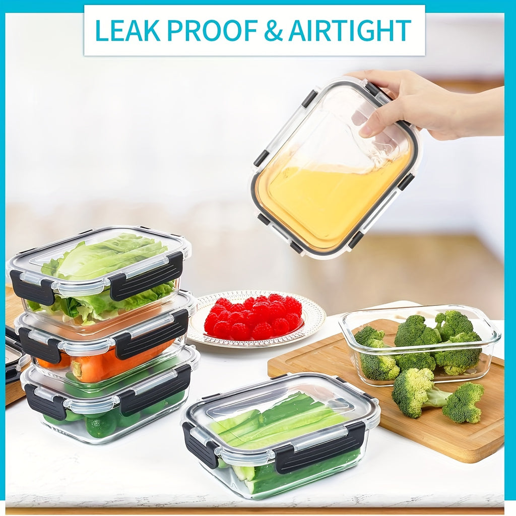 20 Pack 22oz Glass Meal Prep Containers, 10 Containers & 10 Lids, Airtight Food Storage Containers With Lids, Pantry Kitchen Storage Containers For Lunch, Food Storage, Glass Lunch Bento Boxes