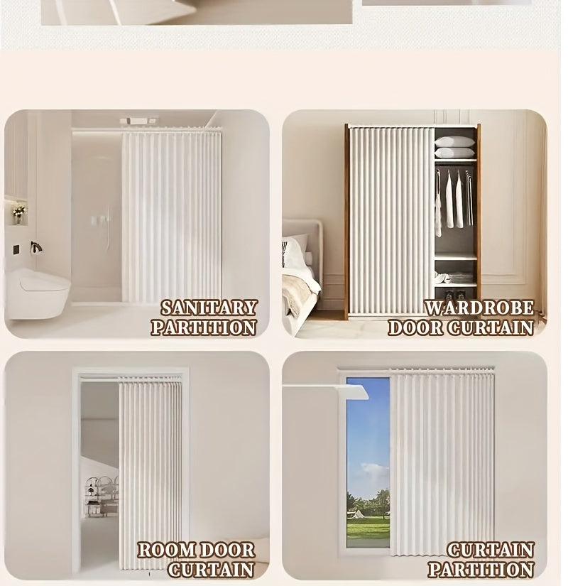 2D Door Curtain, Elegant Bohemian Style Folding Door Curtain with Stripes - Polyester, Magnetic Partition Living Room, Bedroom, Kitchen - Easy to Hand Wash, No Power Required, Multi-Function Home Decor, Multi-Function Curtain | Pastoral Theme |