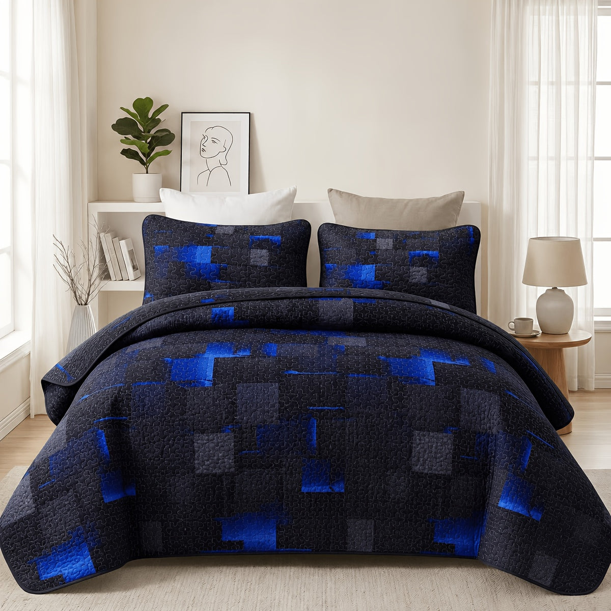 2/3pcs Quilt Cover Bedspread ( 1 Quilt+1 Or 2 Pillowcases), Soft And Skin-friendly, Hypoallergenic And Easy to Maintain, Machine Washable Without Deformation, Modern Minimalist Three-dimensional Coin Pattern, Next-day Delivery.