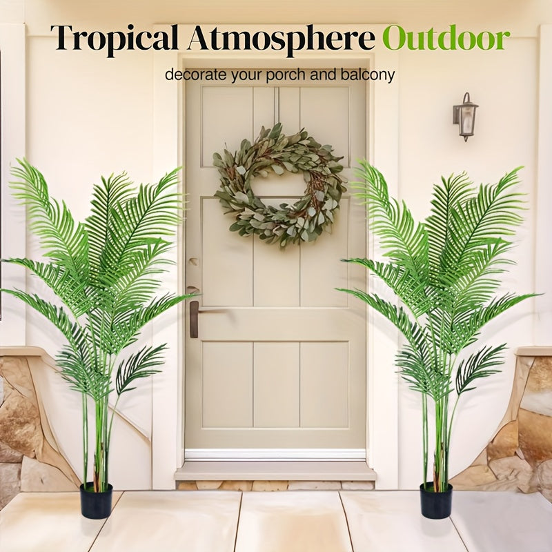 1 Pack 5.9ft Artificial Palm Plant - Crafting Floral Arranging Decor for Home Office Garden Hotel - Faux Tropical Tree with Realistic Leaves for Indoor Decor Gift Outdoor Decoration, Pool Decoration Flexible Design Christmas Decorations