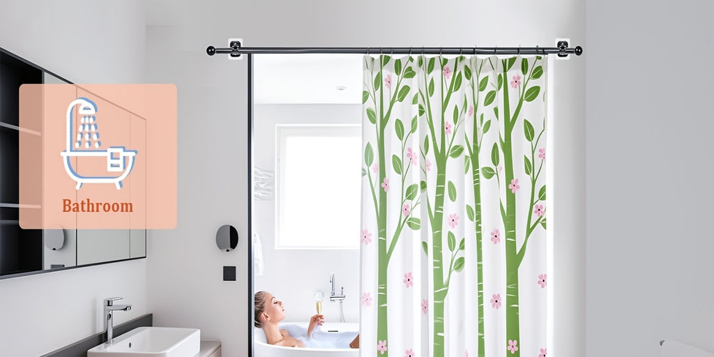 Curtain Rods No Drilling For Windows, 5/8 Inch Diameter Drapey Pole With No Drill Curtain Rod Brackets (2pcs, Black, 30 To 45")