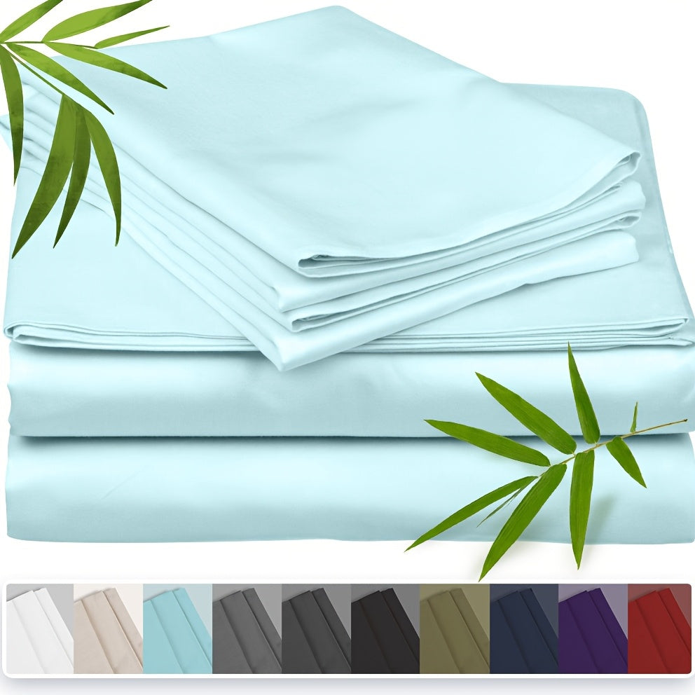 Emircey 3-piece100% Bamboo Fiber Cooling Bedding, Featuring Deep Pocket Design, Breathable And Cool, Suitable for Those Prone to Heat And Excessive Sweating. Fitted Sheet And Pillowcases, Gift for Family Members, Available In Queen King Sizes