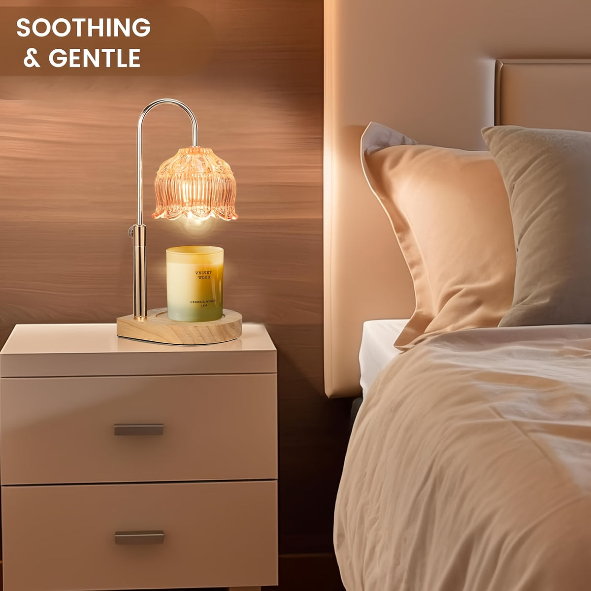 Adjustable Height Candle Warmer Lamp | Flameless Dimmable Scented Vintage Candle Lamp with Timer, Iron Tabletop, Polished Finish, 120V Plug Powered, Ideal for Home Decor, Mother'S Day and Christmas Gifts (No Bulb Included)