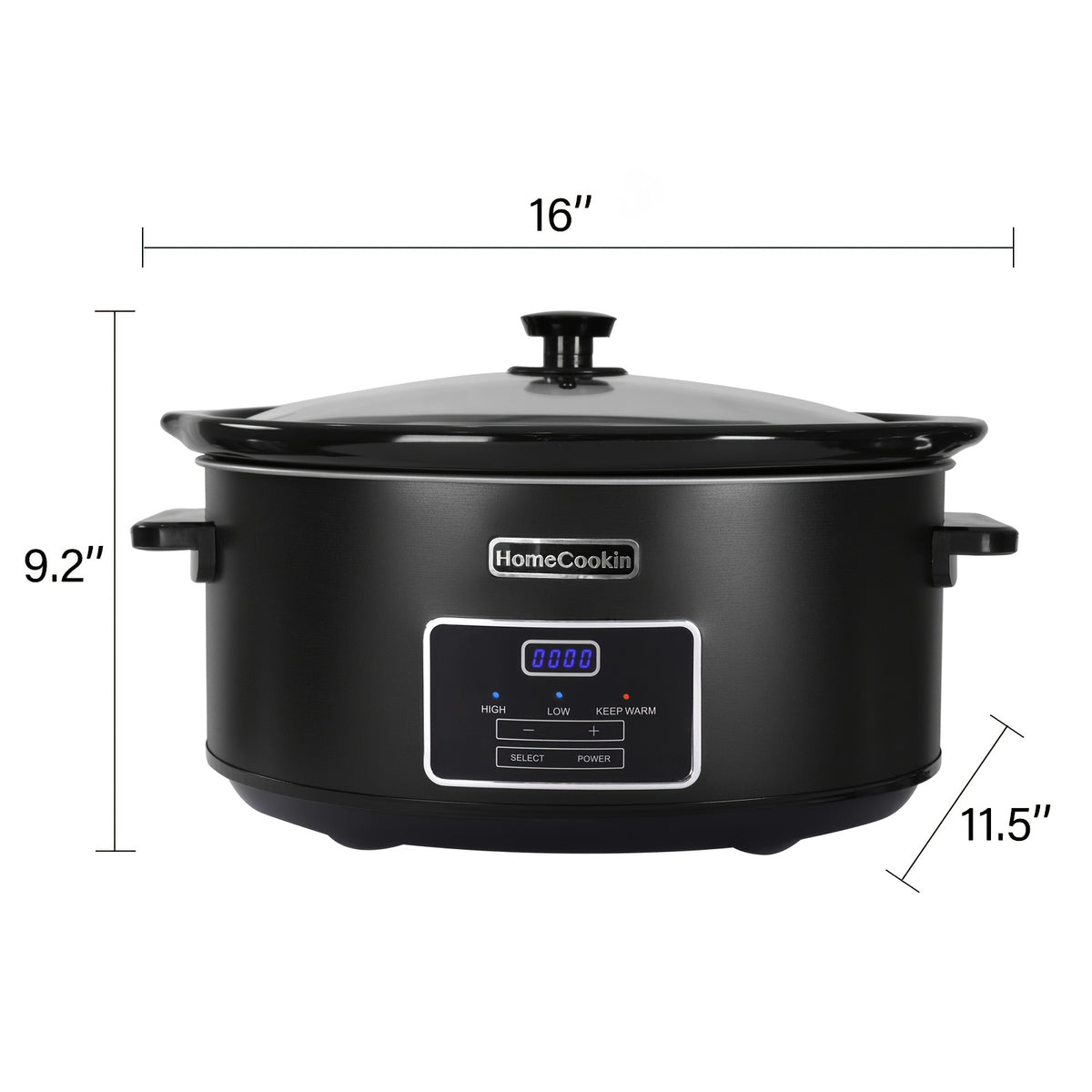 Homecookin Digital Slow Cooker with Non-Stick Ceramic Bowl - Programmable Countdown Timer & Keep Warm Function, Perfect for Family Meals, Soups, Stews, Holiday Cooking, House Party