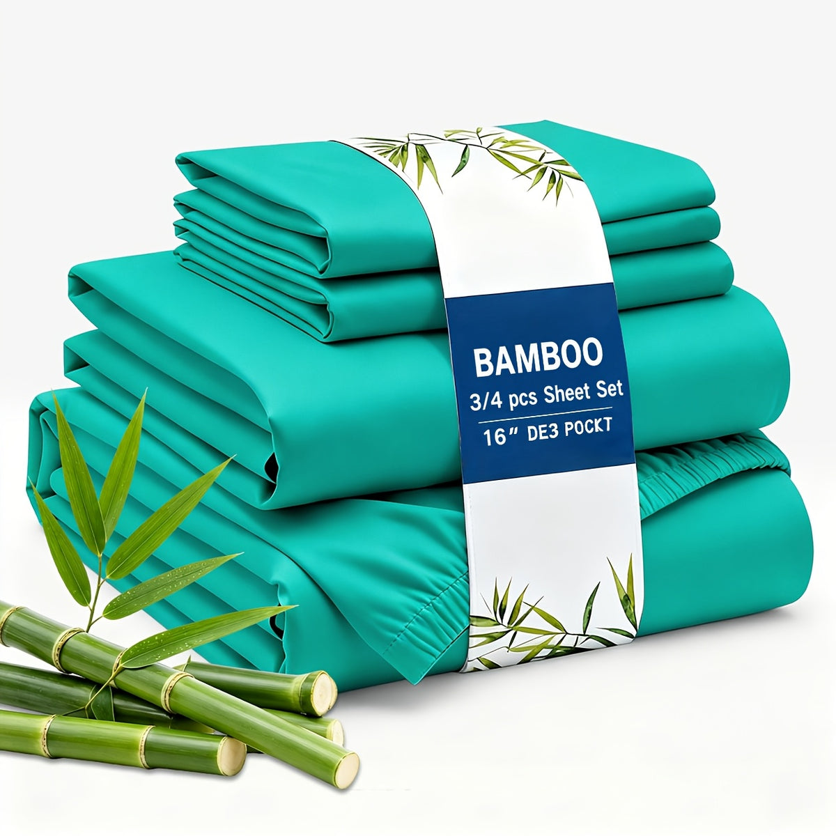 3/4pcs Cooling Bamboo Fiber Sheet Set - 16-Inch Extra-Deep Pocket Sheets - Luxuriously Soft, Hotel-Style Cooling Bedding - Ideal for Hot Sleepers, Wrinkle- And Shrink-Resistant Twin, Full, Queen, And King Sizes
