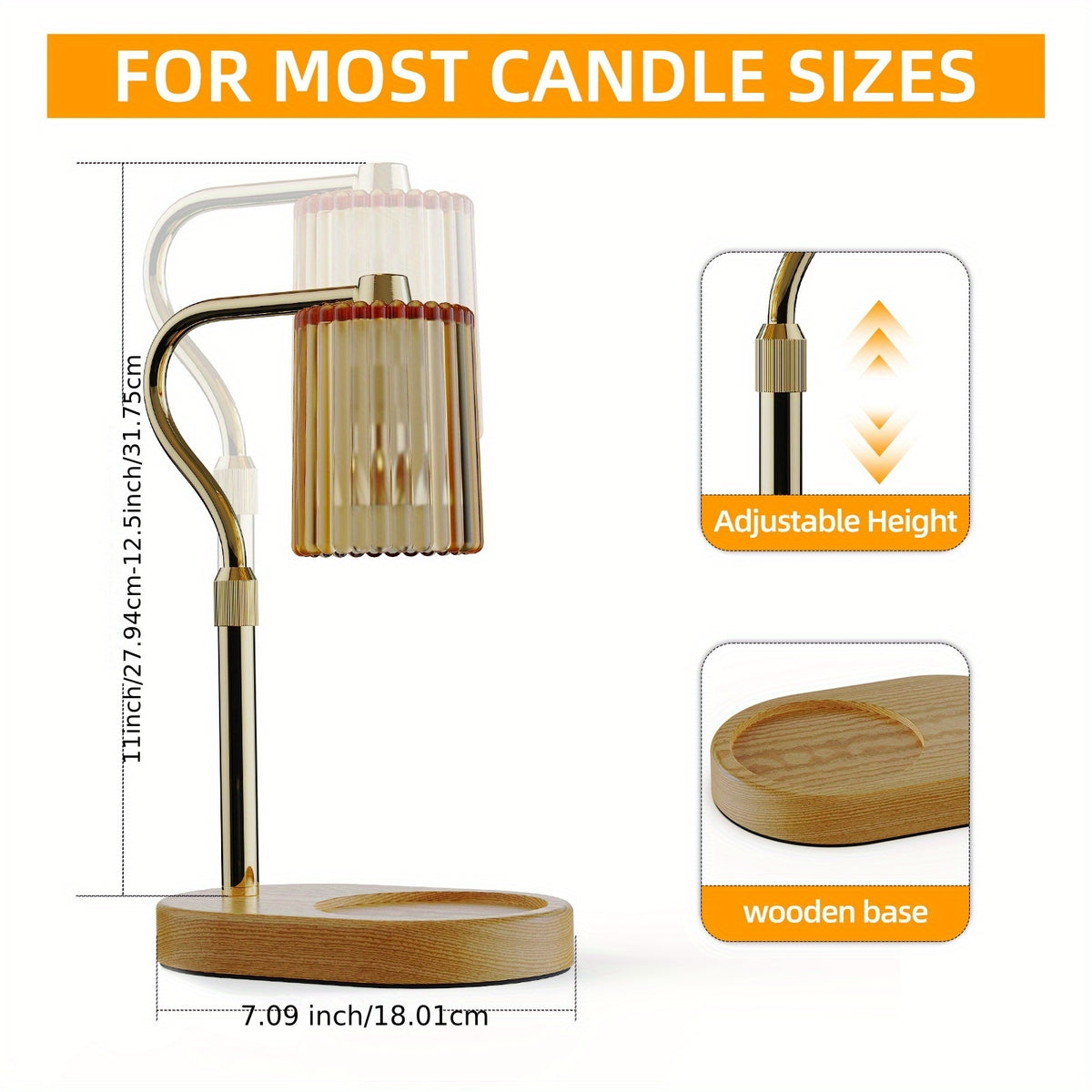 Crystal Lampshade Candle Warmer, Candle Melting Lamp, Lamp with Timer, Height Adjustable, Light Adjustable Heater for Canned Candles, Perfect Birthday Gift for Women, Mother's Day Gift, Suitable for Bedrooms, Living Rooms.No Bulbs Included.