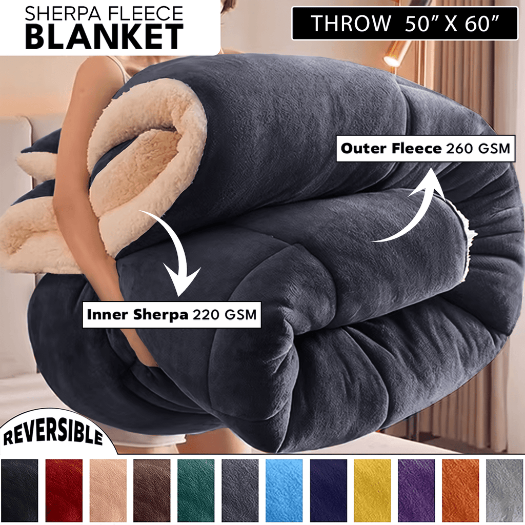 480GSM Heavy Sherpa Fleece Blanket – Double-Sided Warm Throw for Couch, Bed, Office and Travel, Reversible All Season Comfort, Room & Sofa Decoration, Holiday Gift, Sofa Blankets