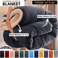 Sherpa Fleece Blanket 480 GSM, Reversible Double-Sided Warm Plush Throw in 13 Colors and Throw Twin Queen Sizes for Couch Bed Office and Travel