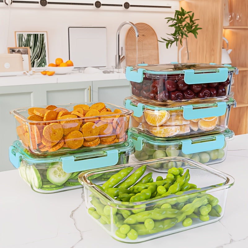Set of 10 Glass Containers with Lids for Storage, Ideal for Meal Preparation And Pantry Organization. These Lunch Containers Are Leak-Proof And Airtight, Suitable for Use in The Microwave, Oven, Refrigerator, And Dishwasher
