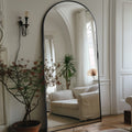 Large Arched Full Length Mirror, 68 x 26 Inch Freestanding Dressing Mirror with Stand in Black or Gold for Bedroom Living Room and Cloakroom Decor