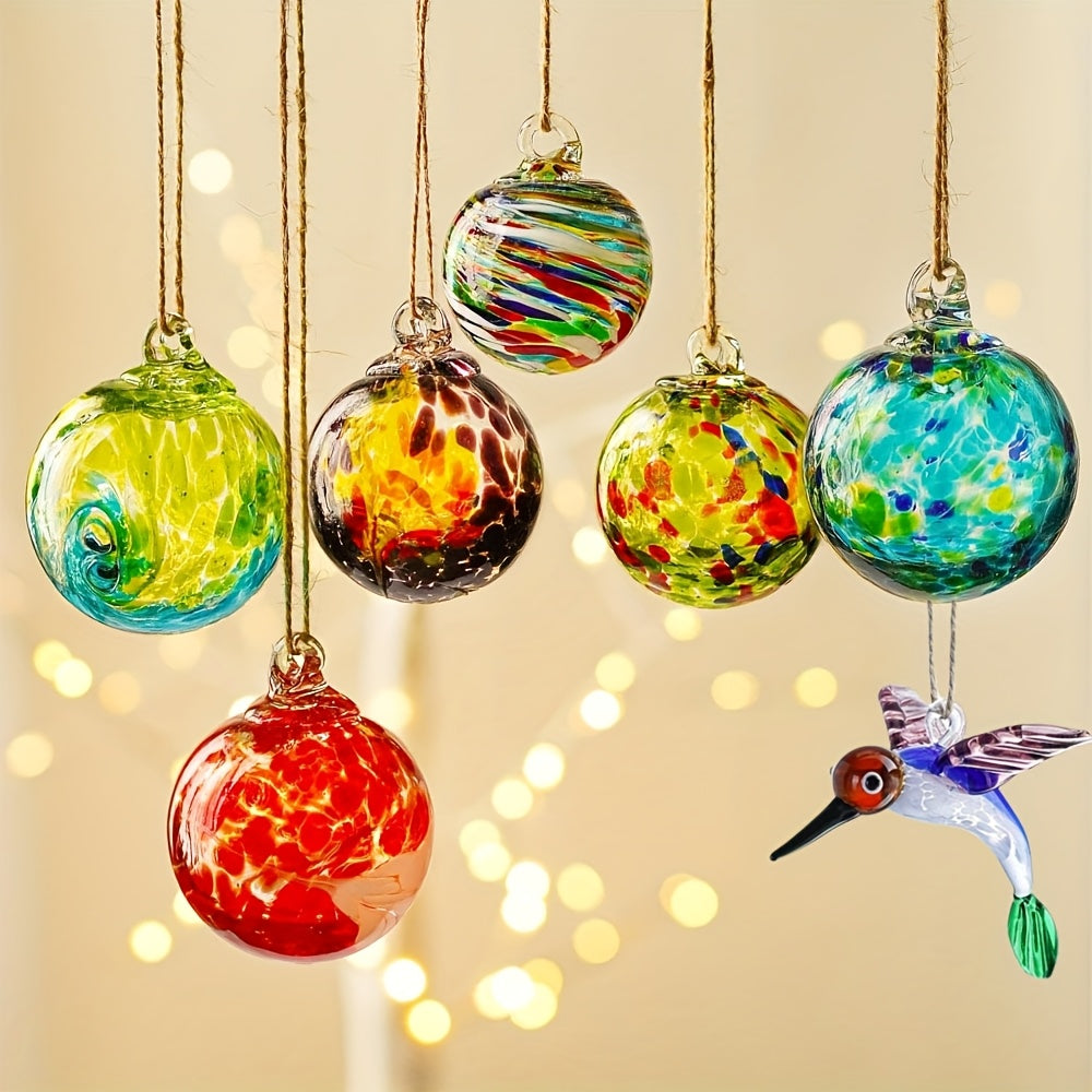 Set 6 Hand-Blown Christmas Ornaments Balls Hanging Balls Witches Gazing for Home Window Garden Patio Xmas Christmas Tree- Valentine'S Day, Easter Gift for Mom, Wife, Women, for friends