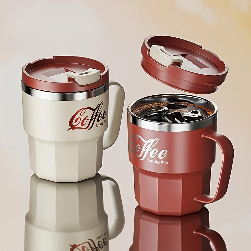 Double Insulated Stainless Coffee Mug with Lid - Reusable Cup, & Color Options, Dishwasher Travel-Friendly for Coffee & Tea - Perfect Gift for Holidays, Office, Camping (Ideal for hot
