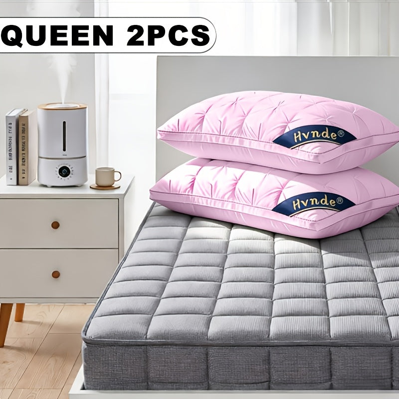 2 Luxury Hotel Quality Pillows | Deep Sleep Neck Support, All-Season, Non-Sinking High Pillow Core, Hypoallergenic Polyester, Modern Design With Soft Satin Cover, Cooling And Neck Pillow, Ideal Gift