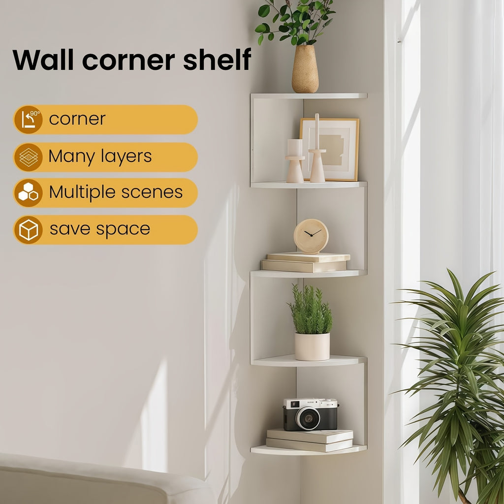 5-tier/3-tier Practical Shelf, Wall-mounted Corner Shelf, Easy to Install, Multi-layer Wall-mounted Storage Rack, Floating Shelf for Living Room, Bedroom, Kitchen, Bathroom, Office - Creative Decorative Storage Rack, Perfect Gift, 1/2pcs White/black