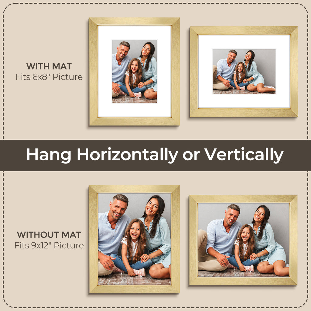 6 Packs 6x8/8x10/9x12/11x14/16x20 Picture Frames Set, Engineered Wood Gallery Wall Frame Set with Plexiglass - Wall Mounting or Tabletop Display