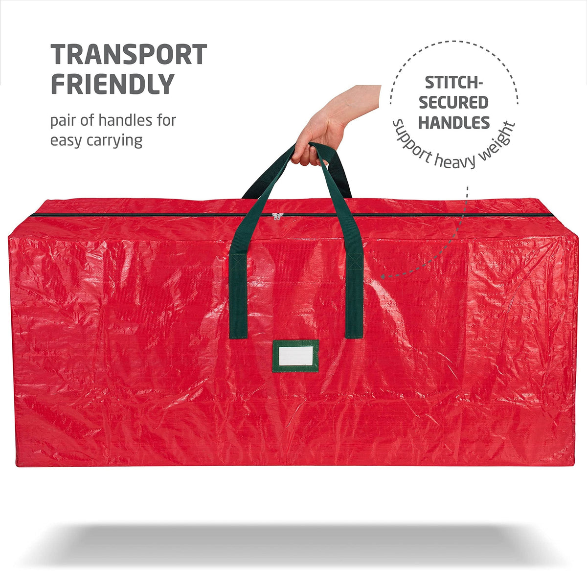 7.5ft Christmas Tree Storage Bag - Durable Heavy Duty Extra Large Artificial Xmas Holiday Tree Bag with Reinforced Handles And Dual Zippers Wide Opening - Red, Tree Storage