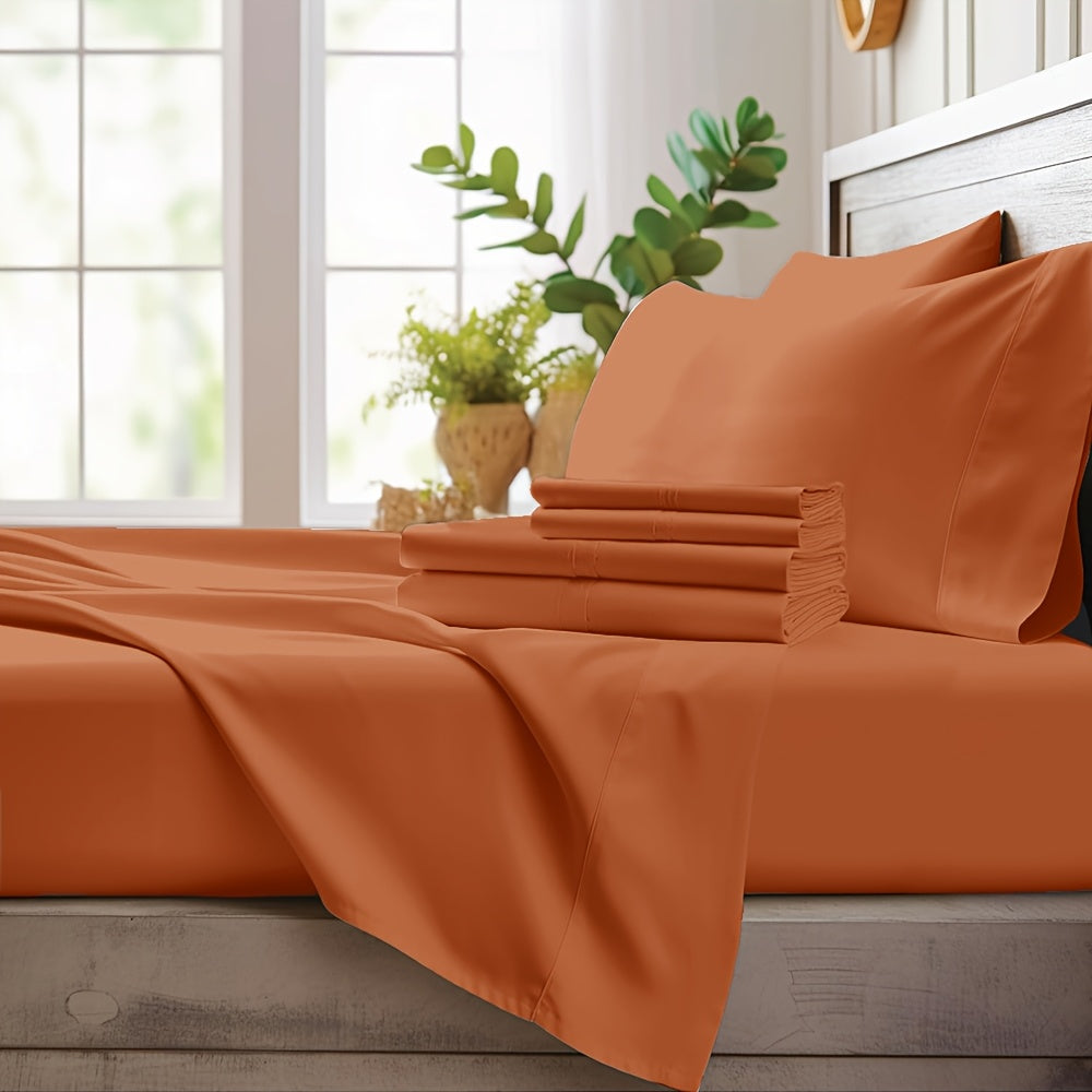 4pcs Bamboo Cooling Bedding - Cooling Bamboo Fiber Fitted Sheet Set, Extra Deep Bamboo Sheet Set- Suitable For Hot Sleepers, Kids, Children Pillowcases, Flat Sheet And Fitted Sheet - A Perfect Gift For Family, Queen And King Sizes, Next Day Delivery