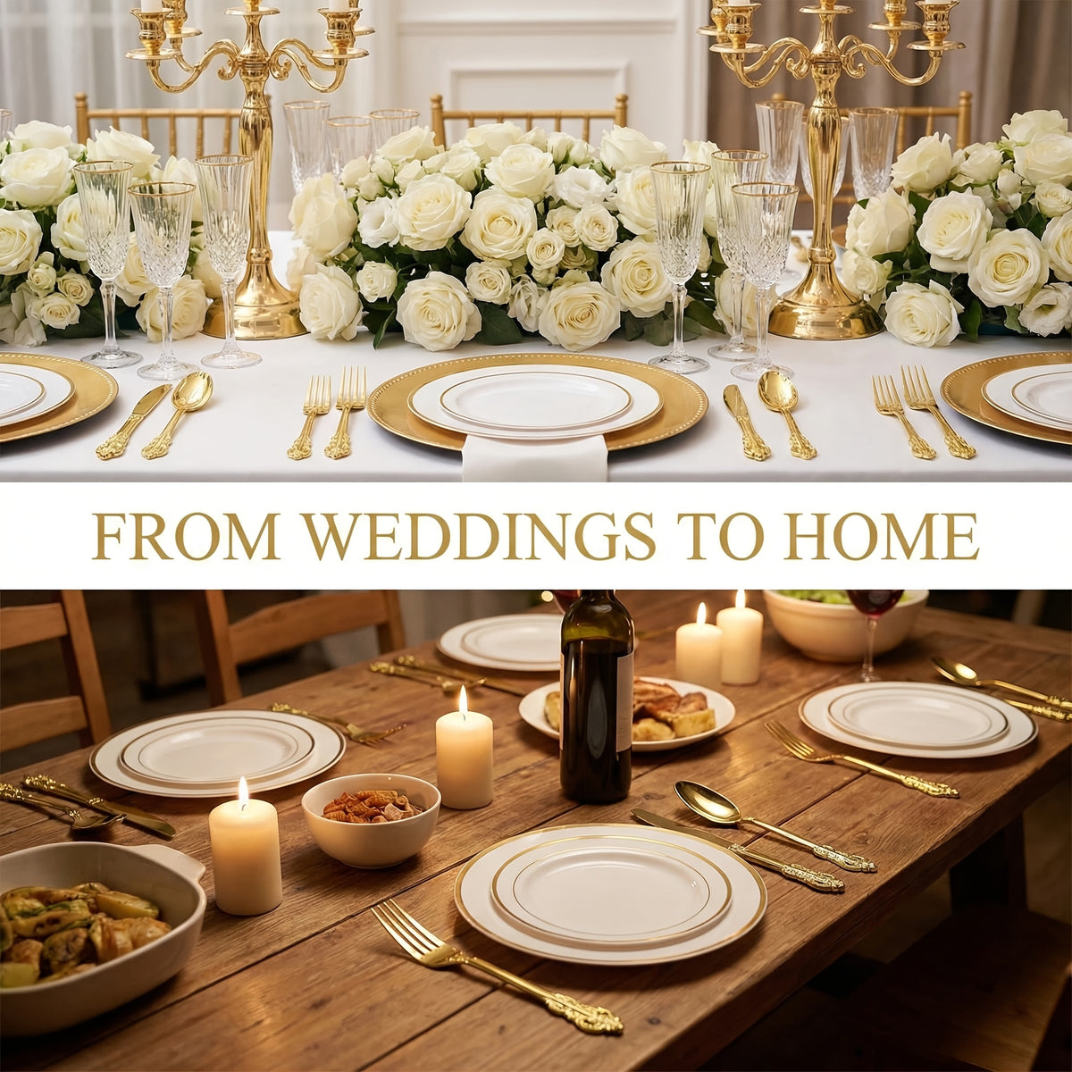 300pcs Premium Disposable Cutlery Set Serves 100 Guests Golden/Silvery Finish Durable Heavyweight Plastic Cutlery Resistant to Warping for Daily Use Ideal for Parties/Weddings/Holiday Gatherings Perfect for Valentine's Day, Christmas, And New Year's