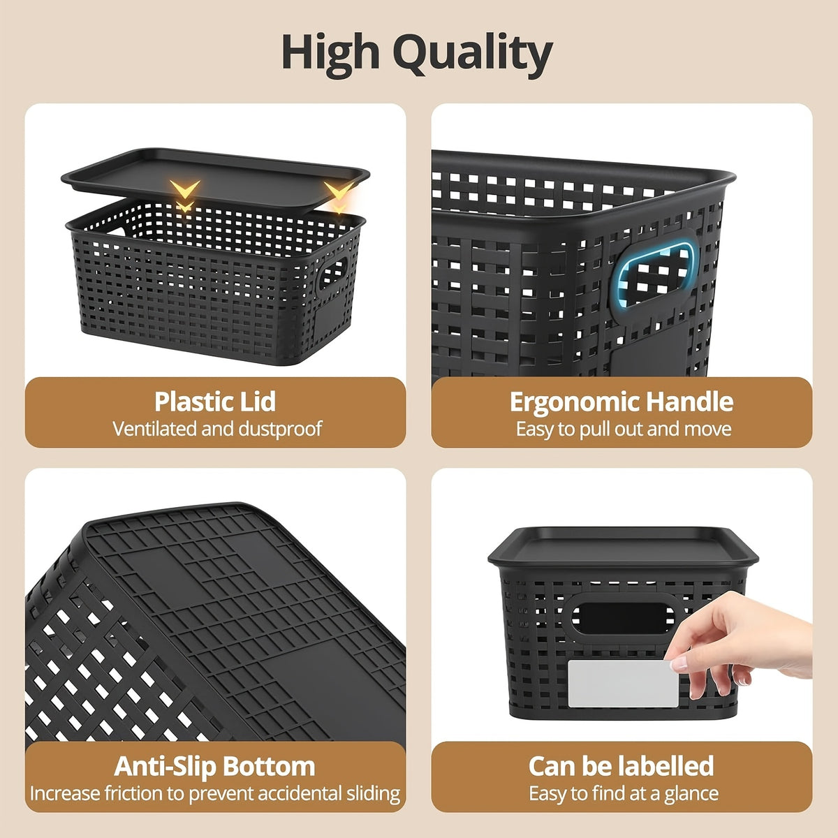 8/4-Pack-Space-Saving Organizers with Lids for Shelves/ Closet/ Desk | Multi-Scene Use In Dorm, Playroom & Office (10"x7"x4", Declutter Essential) with A File Organizer Bag, The Best Gifts for Easter Sunday And Mother's Day