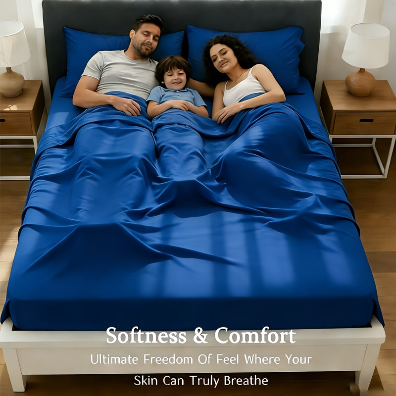 3/4pcs Bamboo Bed Sheet Set-Bamboo Kids Bed Sheet-Ultra Soft & Breathable Bed Sheets-Deep Pocket Up to 16" Hotel Soft Bedding-Perfect for Hot Sleepers-Great Gifts Bedding Sheets Set Bamboo Sheets Sets All Sizes Cooling Bamboo Sheets Random Color