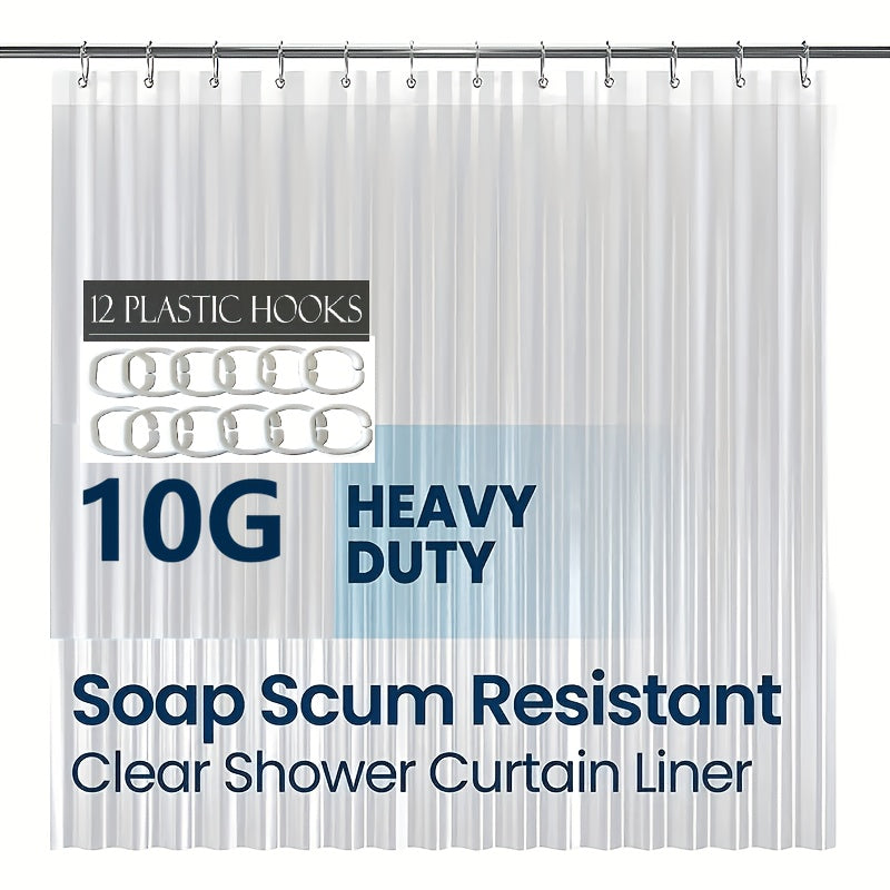 Bathroom Shower Curtain Plastic Shower Curtain Premium PEVA with Rust-Proof Grommets Clear 10G Bathroom Additions 80X80. Randomly Send Clothes Hooks