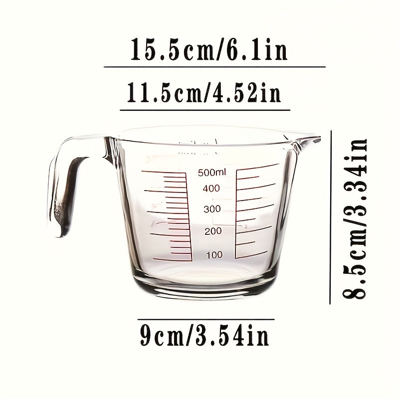3/1 PCS [Glass Measuring Cup] Microwave Safe, High Temperature Resistant Glass Measuring Cup with Scale And Handle | Suitable for Baking, Cooking, And Kitchen Use | Perfect for Bakery Shops During The Holidays