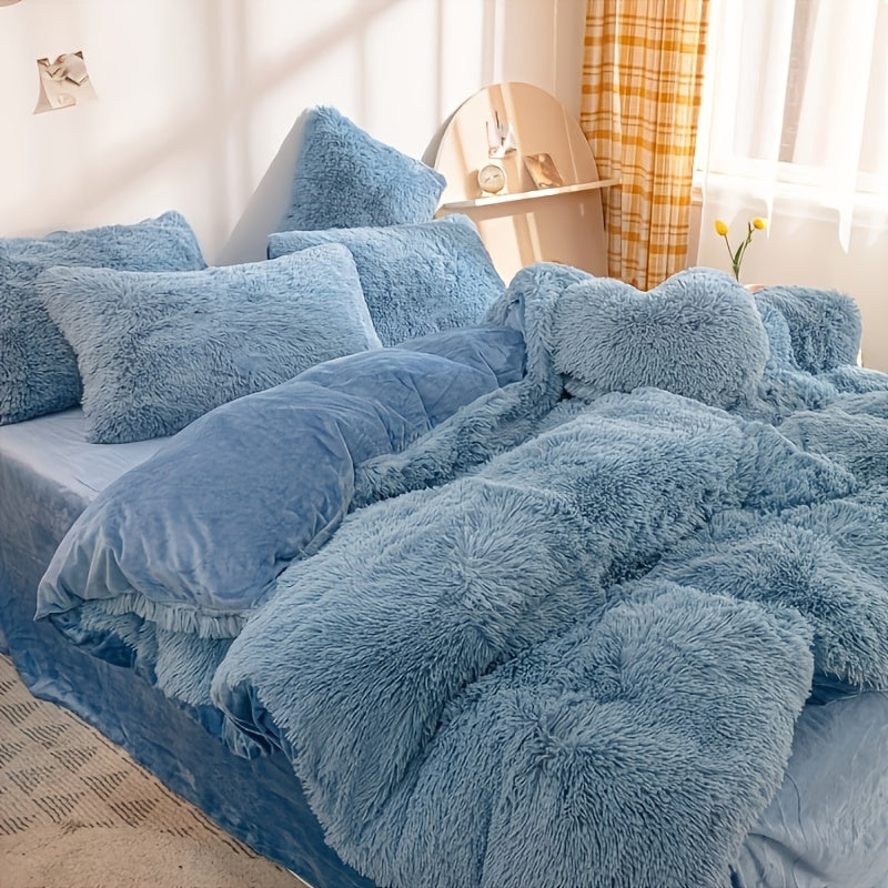 Plush Duvet Cover Set with 2 Pillowcases, 3-Piece Zipper Closure Bedding in Solid and Tie Dye Colors for Bedrooms, Guest Rooms and Dorms, No Insert