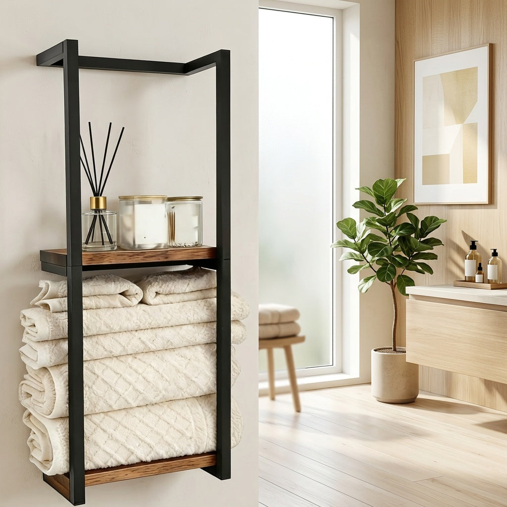 1Packs/2Packs 2 Layer Towel Storage Rack, Wall Hanging Towel Storage Rack, for home Decor Rack, Space Saving Organizer For Home Rooms, Bathrooms, Bedrooms