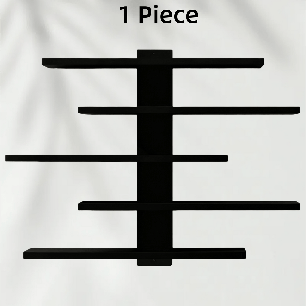 Five Tier Wall Display Shelf for Figurines and Collectibles, Staggered Fiberboard Shelves in Black or White for Living Room, Bedroom and Office Decor