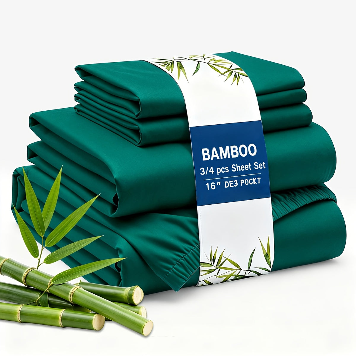 3/4pcs Cooling Bamboo Fiber Sheet Set - 16-Inch Extra-Deep Pocket Sheets - Luxuriously Soft, Hotel-Style Cooling Bedding - Ideal for Hot Sleepers, Wrinkle- And Shrink-Resistant Twin, Full, Queen, And King Sizes
