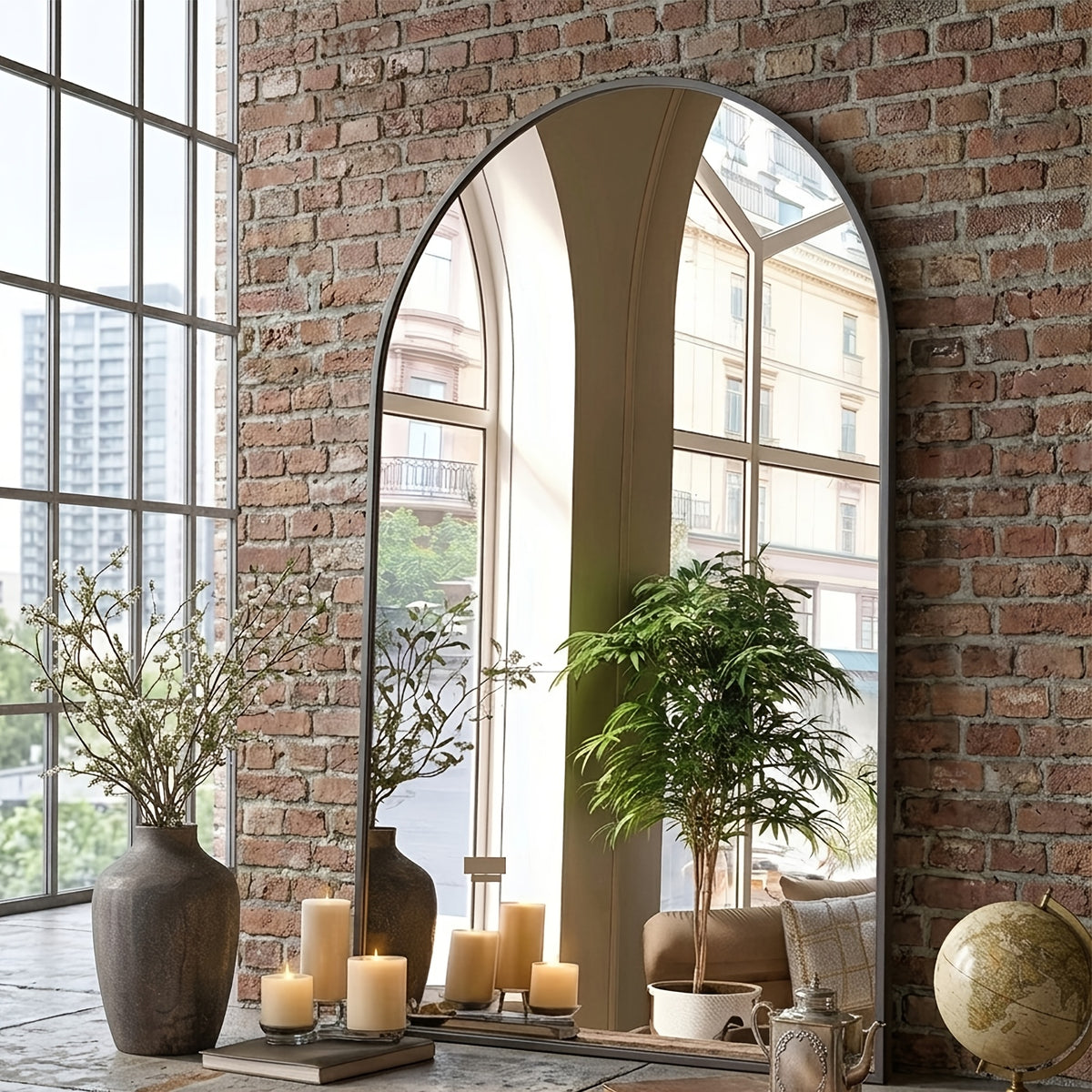 Arched Bathroom Mirror with Metal Frame - 22X30, 24X36, 26X38 Inch Wall Mounted Vanity Mirror for Bathroom, Bedroom, Entryway in Golden Or Black