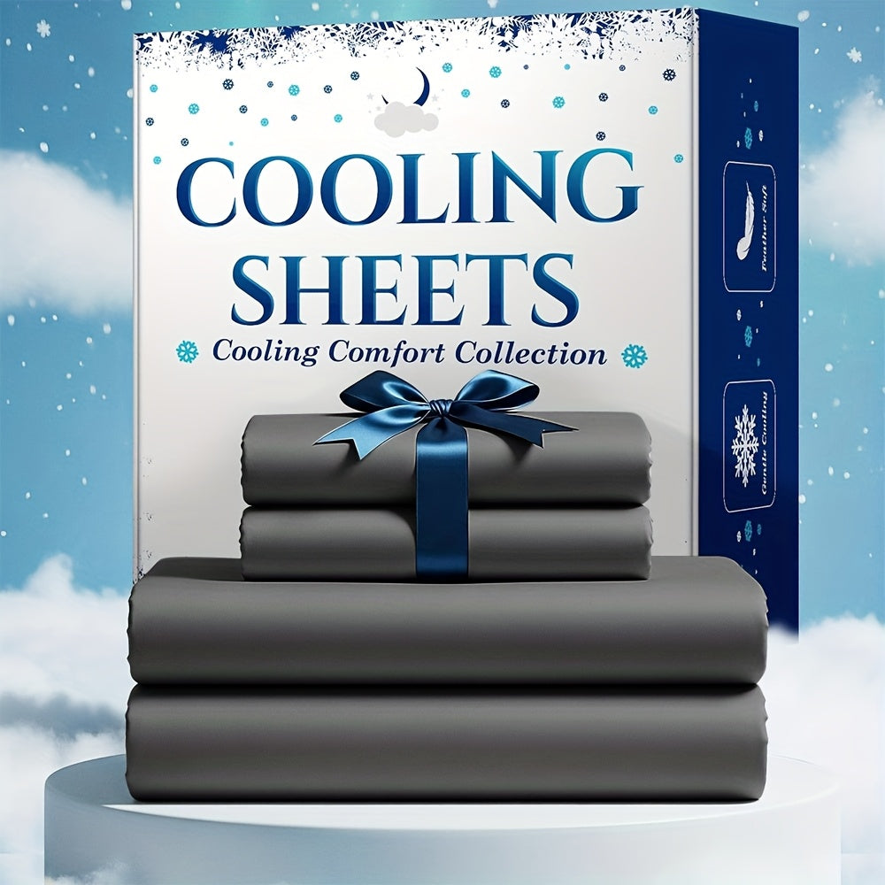 3/4pcs Bamboo Blend Cooling Bed Sheet Set - Kids Ultra Soft Breathable Sheets with Deep Pocket Fitted Sheet (18"-24" Height), Children, 2200 TC Cooling Fabric, Shrink & Wrinkle Resistant, for All-Season Comforter Fit, Hotel Luxury Christmas Gift