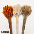 Artificial Pampas Grass Bouquet, 121-Piece 17 Inch Faux Rabbit Tail Floral Decor for Boho Home Styling, Wedding Centerpieces and Holiday Displays