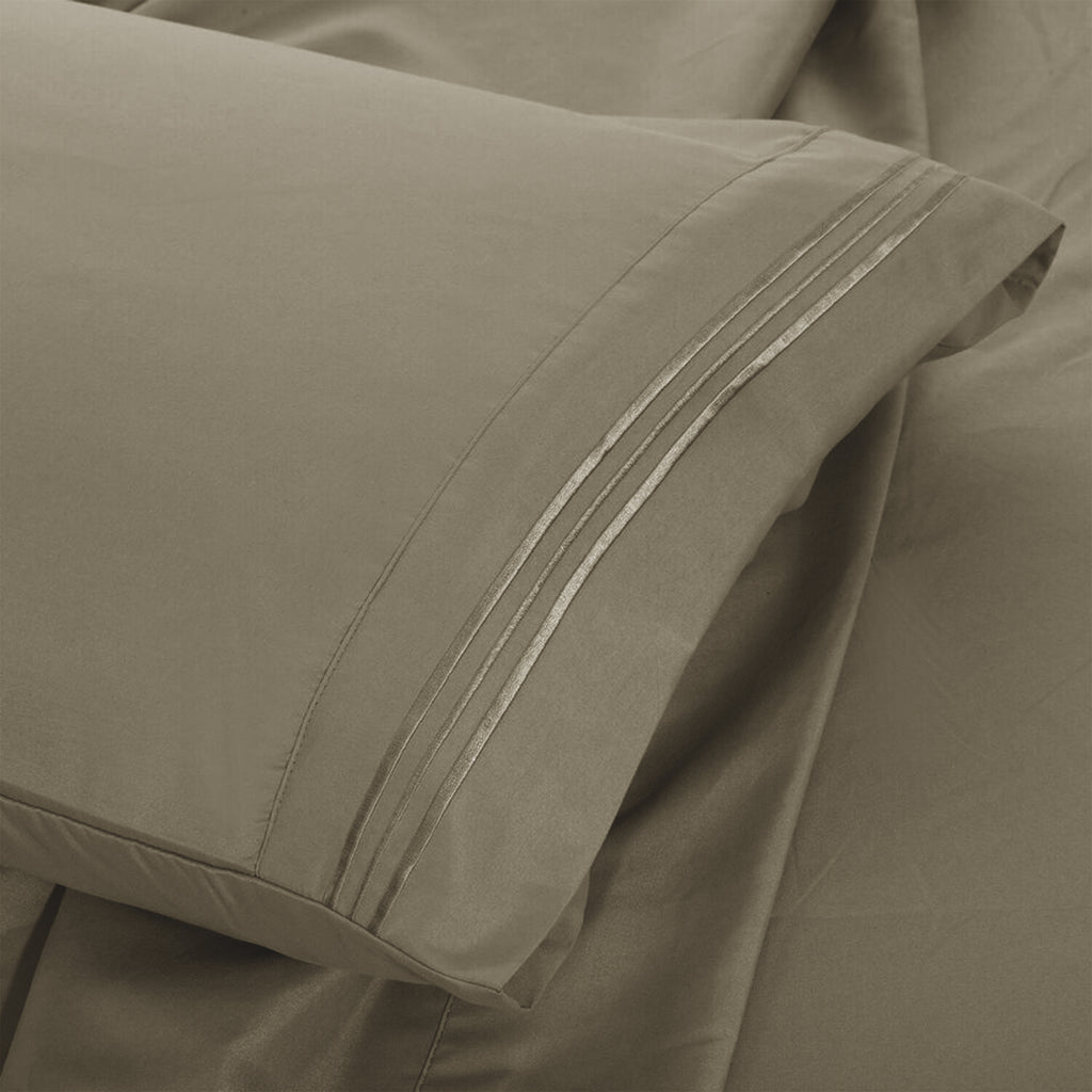 Lux Decor 6 Pieces Solid Bed Sheets Set - Modern Soft Comfortable Bedding Set, Hotel Luxury Skin Friendly Cooling Sheets & Embroidered Pillowcases Without Filler - All Seasons Bed Sheet with 16 Inches deep Pocket, Breathable Skin Friendly & Cooling Sheets