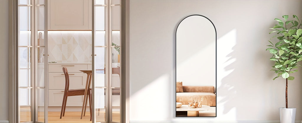 Arched Full Length Mirror, Full Body Free Standing Leaning Mirror Hanging Mounted Mirror Modern Simple Tall Home Decor for Living Room Bedroom Cloakroom