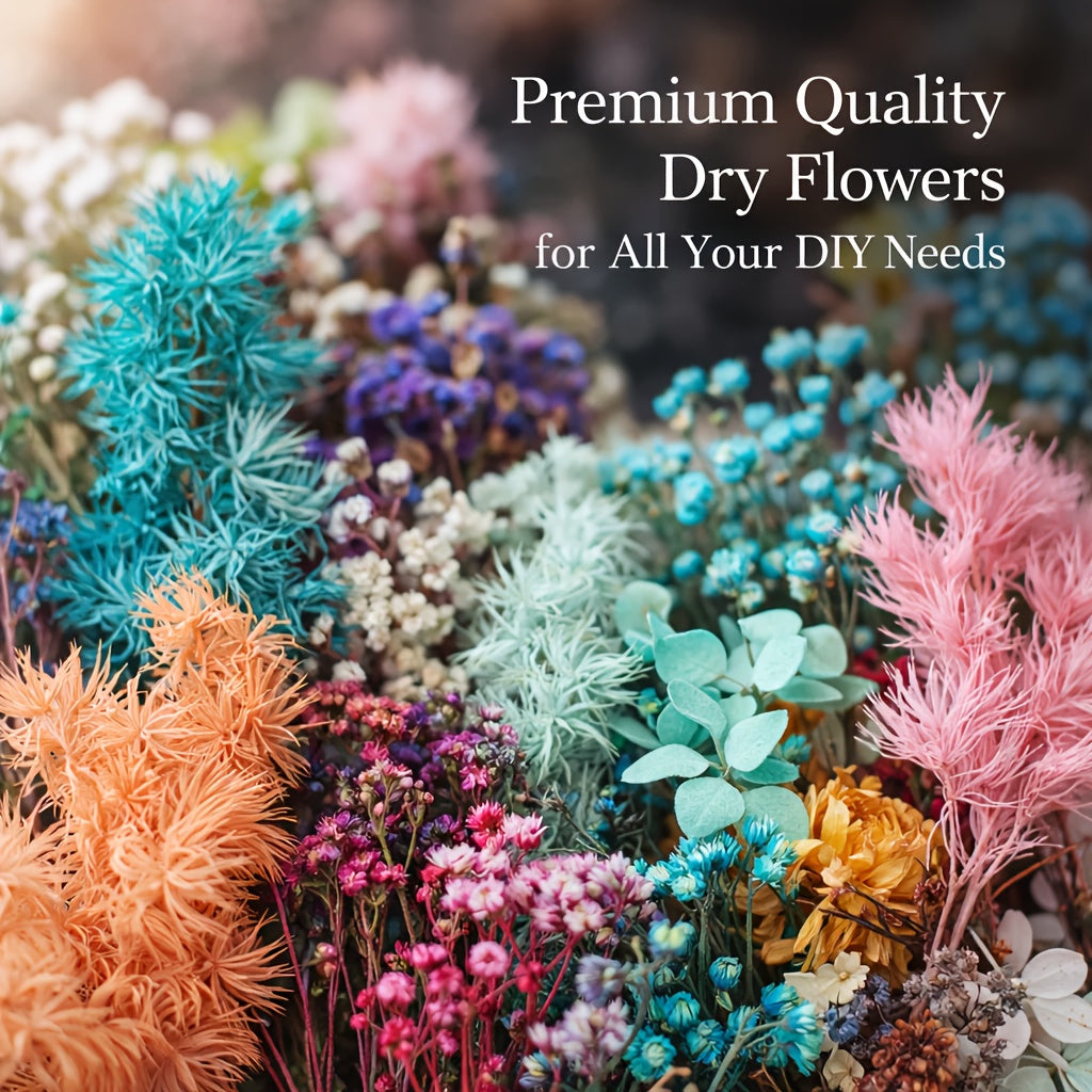 4 Boxes of Mixed Dried Flower Bouquet Sets - Decorative Materials with Dried Flowers And Leaves, Suitable for Resin Jewelry, Art Crafts, And Holiday Decorations (Includes a Greeting Card)
