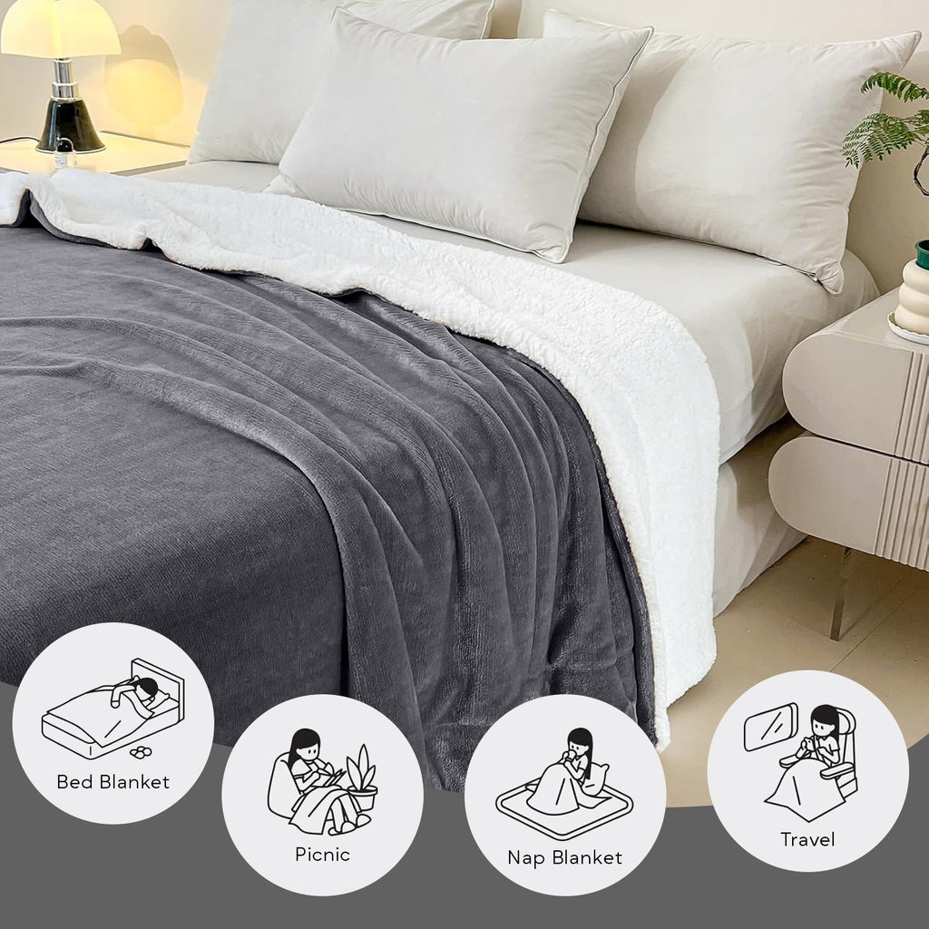 480GSM Heavy Sherpa Fleece Blanket – Double-Sided Warm Throw for Couch, Bed, Office and Travel, Reversible All Season Comfort, Room & Sofa Decoration, Holiday Gift, Sofa Blankets