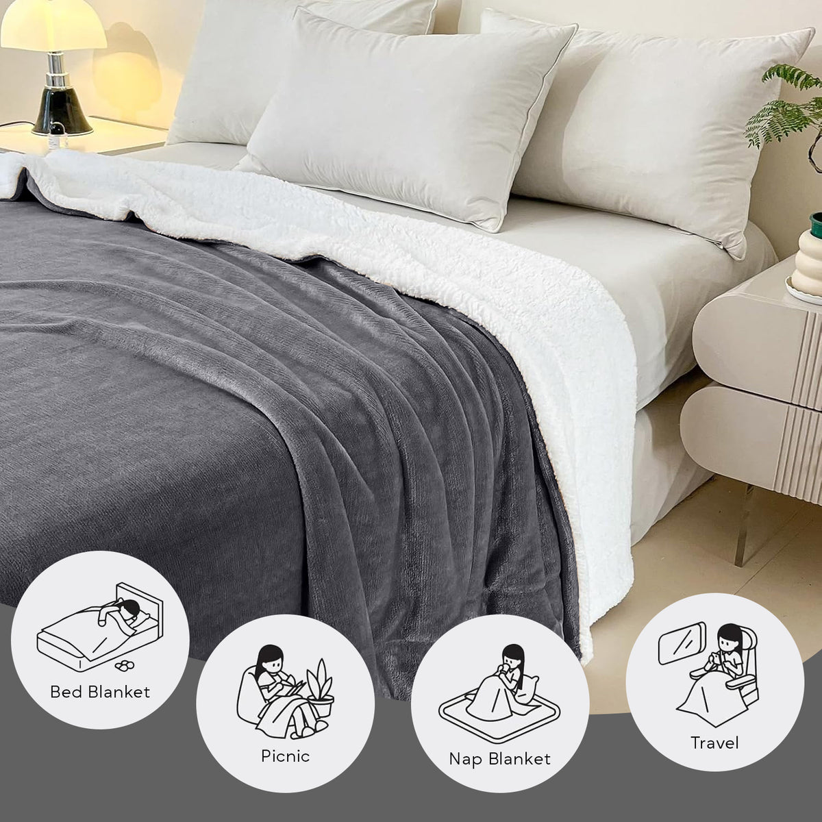 480GSM Heavy Sherpa Fleece Blanket – Double-Sided Warm Throw for Couch, Bed, Office and Travel, Reversible All Season Comfort, Room & Sofa Decoration, Holiday Gift, Sofa Blankets