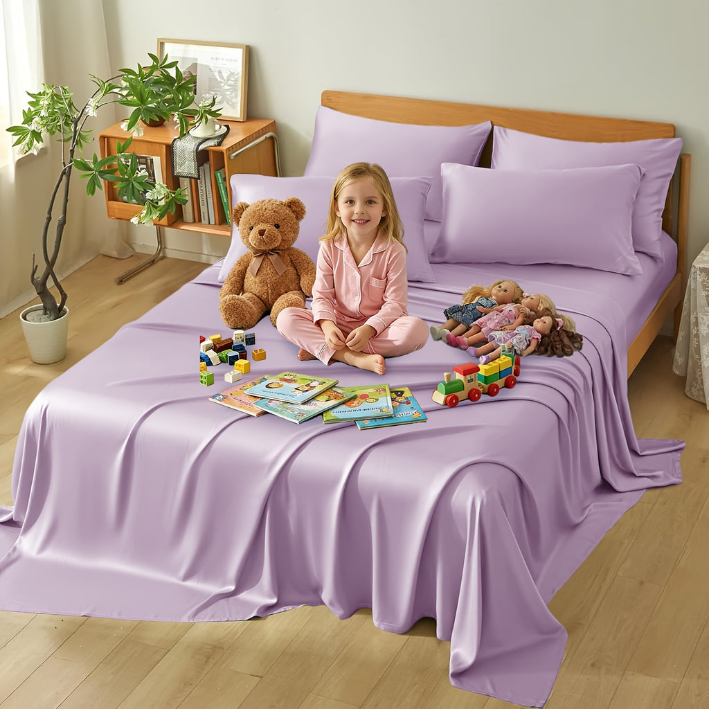4/6pcs Cooling Bamboo Sheet Sets - Queen Size Soft 2000TC Luxurious Hotel Sheets, Luxury Kids Fitted Sheet, with 16-Inch Deep Pocket, Kids Sheet & Pillowcases And Breathable Night Sweats, Suitable for All Seasons, Twin/Full/Queen/King