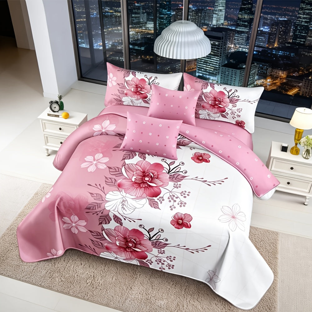 2/3pcs Teal Floral Bedding Comforter Set | Gradient Tones Oil Painting Style, Elegant Botanical Floral, Twin/Queen/King, Upgraded Luxury Quilt Set for All-Season, Bed in A Bag, Home Decor, Soft, Lightweight, Breathable, Microfiber, Ideal Family Gift