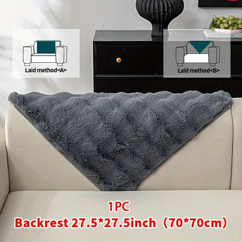 1pc Faux Rabbit Plush Sofa Cover, Winter Warm Thickened Plush Soft Sofa Cover, Pet Favorite, Dog Friendly Sofa Cover, Cushion Protection Cover, Anti Slip Sofa Furniture Protection Cover, Bedroom, Office, And Living Room Decoration Local Warehouse