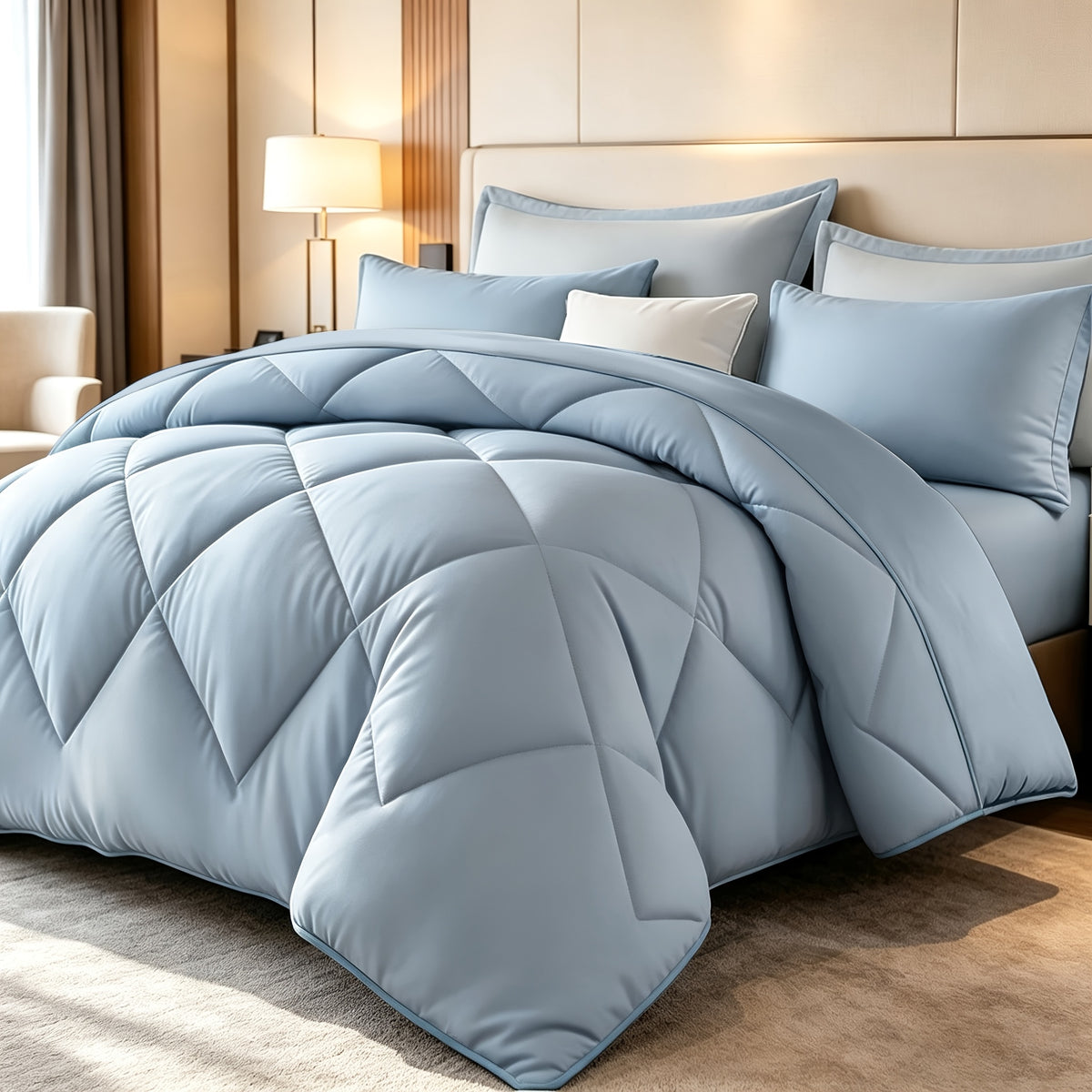 2/3pcs Solid Color Diamond Pattern Large And Extra-Large Bed Set Soft Comfortable And Lightweight Fabric Breathable Quilt Easy to Care Equipped with Quilts And Pillowcases Luxurious Quality And Ideal Gift, Random Color