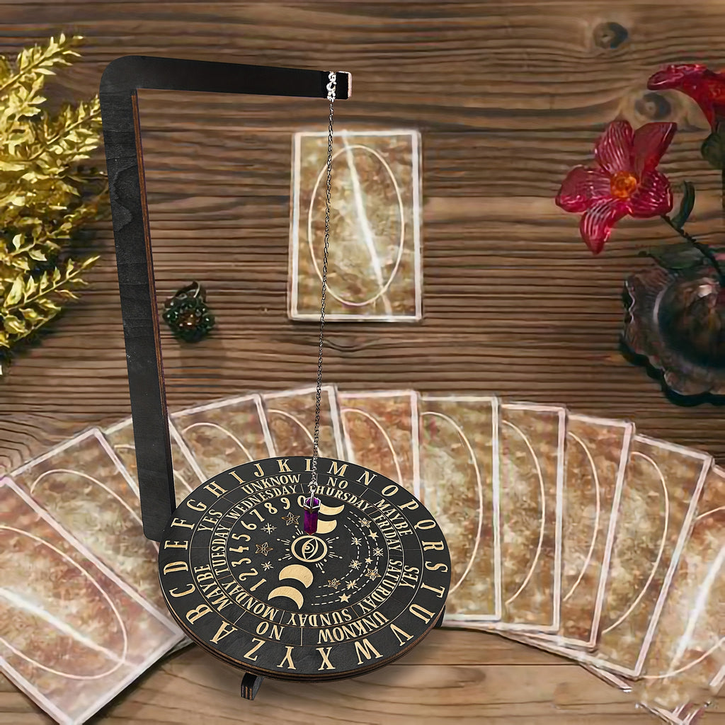 Three-Dimensional Wooden Stand for Divination, Featuring Witchcraft Elements, Crystal Display, And Altar Supplies. Ideal for Pendulum Use And Meditation