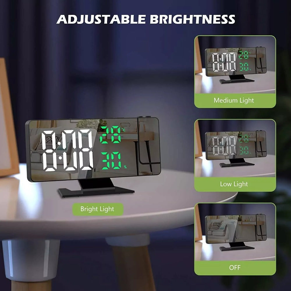 LED Temperature And Humidity Projection Alarm Clock, Accurate Temperature And Humidity Monitoring, Intelligent LED Projection Display, Multifunctional Smart Home Devices, Improve The Quality Of Life, Suitable For Office Workers And Students Use