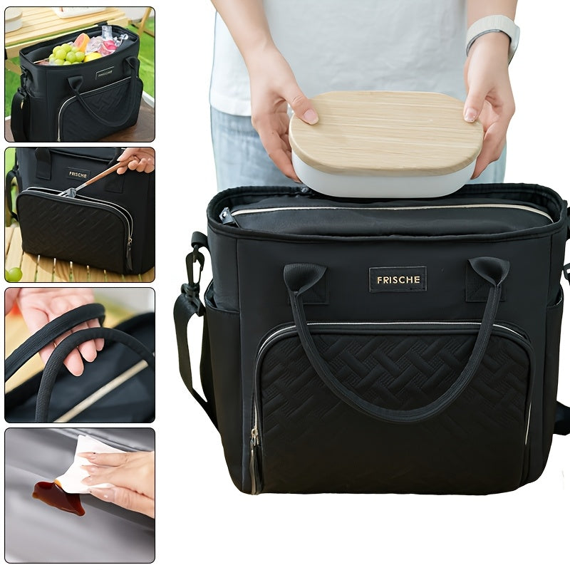 Extra Large 2.91gal Insulated Lunch Bag, Portable Thermal Tote with Adjustable Shoulder Strap and Handle, Cold & Hot Food Carrier, Beach Cooler Bag for Outdoor Use, Keeps Meals Fresh and Delicious, Non-Food Contact