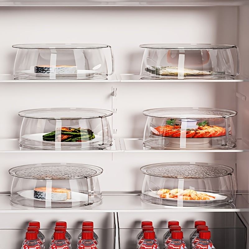 Transparent Multifunctional Microwave Splash Guard with Handle | Heat Resistant 200°C, 360° Splash-Proof, Insulated Cover for Vegetables, Fruits, And Food, Durable Plastic, Stackable for Easy Cleaning, Suitable for Most Microwave Ovens, Freezers