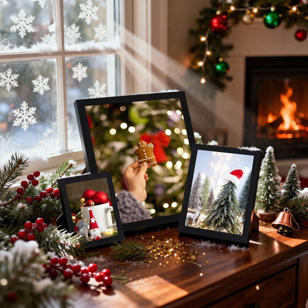 Picture Frames Collage Set of 15, Black Multi-Size Photo Frames in 8x10, 5x7 and 4x6 for Family Gallery Walls and Tabletop Displays