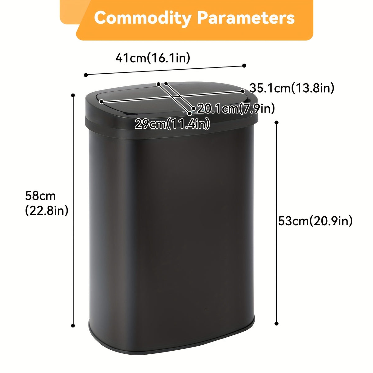 13 Gallon Trash Can Kitchen Waste Bin 50L, Automatic Garbage Can Touchless Motion Sensor, for Office Bedroom Living Room Trash Can