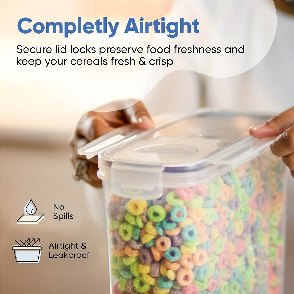 4 Pack (4L/135oz) Extra Large Airtight Storage Containers | BPA-Free Plastic, Clip-on Closure, Square Shape, Dishwasher Safe, Ideal for Grain, Nuts, Rice Storage, Kitchen Organizers, Christmas Gift