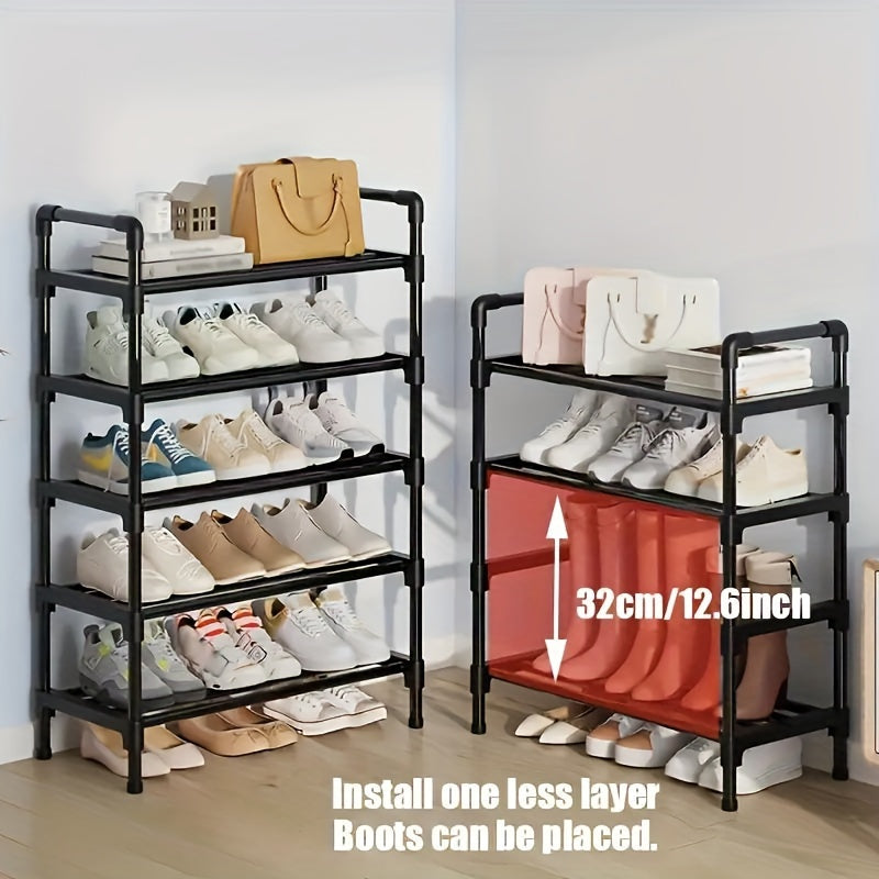 Black Shoe Rack with 4, 5 or 7 Tiers, Multi-Layer Space-Saving Shoe Storage Organizer for Entryway, Bedroom and Hallway Organization